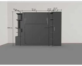 Set pat rabatabil dublu (150X200)+biblioteca(50)+cross+dulap(50) - NOVA SMALL SET