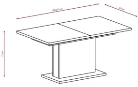 Masă de dining extensibilă STRAP, albă