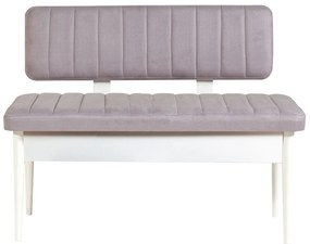 Masă de sufragerie extensibilă cu 2 scaune și 2 bănci Vlasta (alb + gri). 1072200