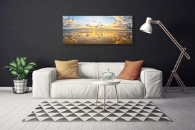 Tablou pe panza canvas Marea Peisaj Gri Albastru Alb