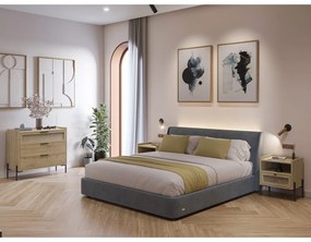 Comodă în culoare naturală joasă cu aspect de lemn de stejar 90x80 cm Inca – Marckeric