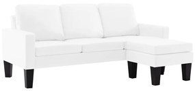 288768 vidaXL Canapea cu 3 locuri și taburet, alb, piele ecologică