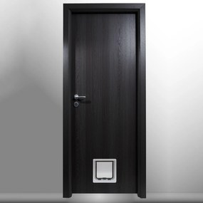Usa de interior echipata cu usita batanta pentru pisici catei Gri Antracit, Folie Decor