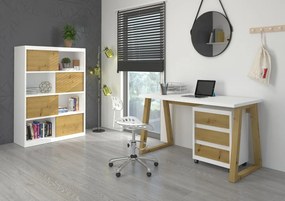 Birou IWO I – 135x65x75.2 cm – Stejar Artisan / Alb