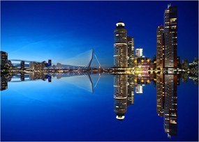 Tablou pe sticlă - Rotterdam nocturn (70x50 cm)