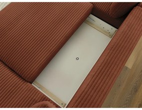 Colțar cărămiziu extensibil/cu spațiu de depozitare cu tapițerie din catifea reiată (cu colț pe partea stângă/în formă de "U") Lucien – Bobochic Paris