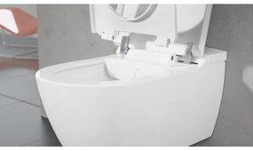 Set vas WC rimless suspendat, cu capac electronic, functie de bideu, Villeroy&amp;Boch ViClean, DirectFlush, CeramicPlus, V0E100R1