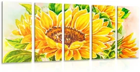 Tablou 5-piese floarea-soarelui frumoasă