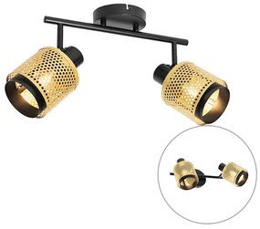 Spotlight industrial negru cu auriu cu 2 lumini - Kayden