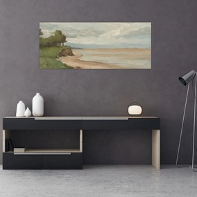 Tablou - Jean-Baptiste-Camille Corot, Beach Near Etretat, reproducere (120x50 cm)