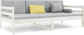 vidaXL Pat de zi fără saltea, alb, 80x200 cm, lemn masiv pin