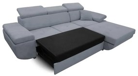 Colțar extensibil CASTELO cu spațiu de depozitare, în L, varianta dreaptă, gri închis