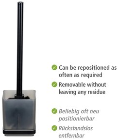 Perie de WC neagră autoadezivă din plastic Quadro – Wenko