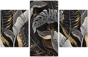 Tablou - Frunze tropicale, Galben - auriu (90x60 cm)