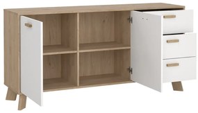 Comodă albă-în culoare naturală cu aspect de lemn de stejar 147x73x39 cm Ikast – Tvilum