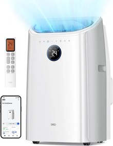 Aparat de aer conditionat portabil Dreo 515S, 1500 W, 20-30 m², 12000 BTU, Racire, Ventilator, Uscare, Comenzi vocale, LED, Alb