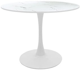 Masa Bucatarie/Dining Brox Rotunda MDF Finisaj Marmura Alba Diametru 120 Cm