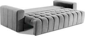 Canapea gri deschis extensibilă/cu spațiu de depozitare cu tapițerie din catifea 247 cm Lazaro – ELTAP