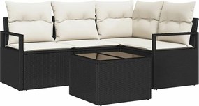 vidaXL Set de canapea cu pernă 5 pcs Maro și Crem poliratan