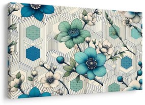 Tablou flori elegante pe fundal geometric