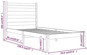 Cadru de pat Single 3FT, maro miere, 90x190 cm, lemn masiv pin maro miere, 90 x 190 cm