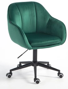 HR2055K Scaun Verde din Catifea cu Bază Neagră