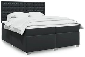 3290736 vidaXL Pat box spring cu saltea, negru, 200x200 cm, piele ecologică