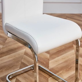 Set de 4 scaune de sufragerie cantilever, Alb | Aosom Romania