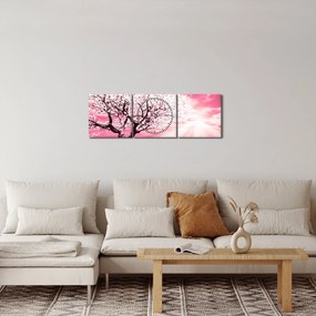 Tabloul cu pomul roz (cu ceas) (90x30 cm)