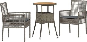 vidaXL Set de masă pentru grădină 3 pcs Gri poliratan