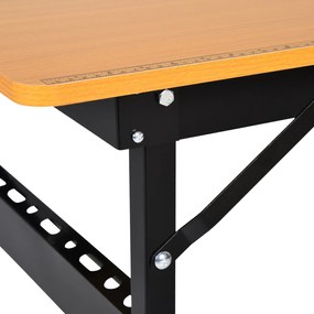 HOMCOM Masa de lucru pliabila cu rigla rapotor cadru din otel rezistent galben negru Sarcina maxima 100kg 100 x 60 x 75.5 cm