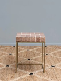 Masuta laterala, din metal si ceramica, pink Algarve