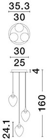 Lustra moderna cu 3 pendule LED, Metal, Sticla, Champaign, Nali