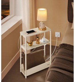 Noptieră ROD cu priză încorporată și porturi USB, alb/crem