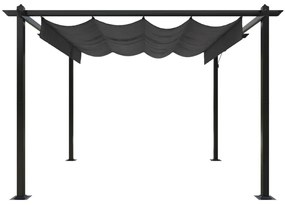 Pavilion de gradina, acoperis retractabil, antracit, 3x3 m Antracit, 3 x 3 x 2.2 m