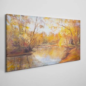 Tablou canvas pădure râu natura toamna