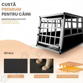 Cușcă de transport pentru câini BRUNO, 66x90x72cm, argintiu/negru Jurhan