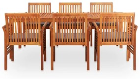 Set mobilier de exterior cu perne 7 piese, lemn masiv de acacia Gri, 7