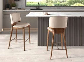 Scaun de bar din lemn si piele sintetica Cream