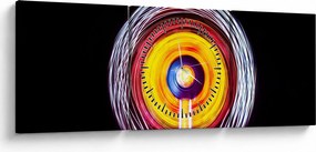 Tablou cu lumini în cerc (cu ceas) (90x30 cm)