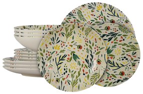 Delicatețe Florală: Colecția Vintage cu set de masă pentru 4 persoane de 12 piese cu adanca