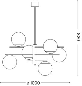 Lustră pe tijă Ideal Lux GOURMET 6xE14/28W/230V d. 100 cm auriu