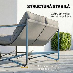 Set de Grădină Outsunny cu Canapea, 2 Fotolii și Măsuță cu Blat din Sticlă, Mobilier de Exterior cu Perne Groase, Gri Deschis | Aosom Romania
