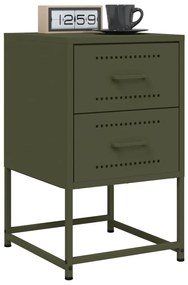 vidaXL Noptiere, 2 buc., verde olive, 36x39x60,5 cm, oțel