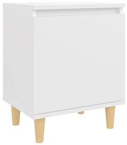 805815 vidaXL Noptieră cu picioare din lemn masiv, alb, 40x30x50 cm
