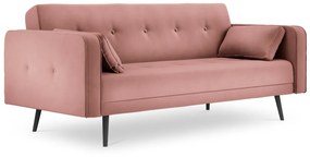 Canapea extensibila 3 locuri Jasper cu tapiterie din catifea, roz
