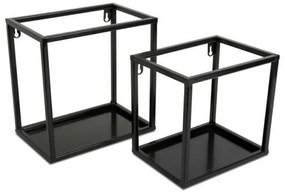 Poliță de perete neagră 20x20 cm