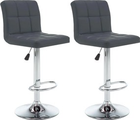 vidaXL Scaune de bar, 2 buc., gri, piele ecologică