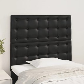 3116416 vidaXL Tăblii de pat, 2 buc, negru, 100x5x78/88 cm, piele ecologică