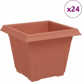 vidaXL Vază pătrată pentru flori 24 pcs Roșu cărămidă 20 x 20 x 16 cm